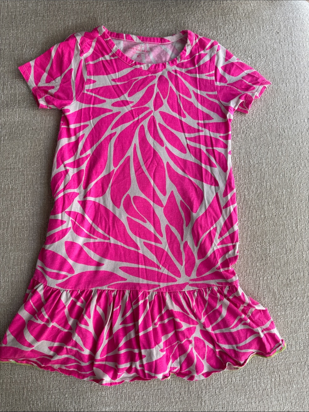 Vineyard Vines girls Pink Floral Print Ruffle Hem Dress